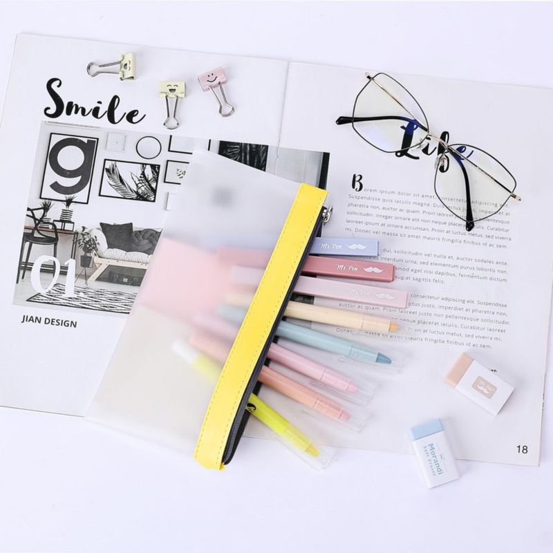 Estuche transparente para lápices Mr. Pen 22 × 11 cm pack de 3 material TPU