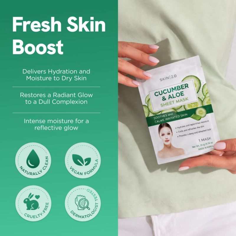 Mascarilla de hoja Skin 2.0 Pepino y Aloe 5 unidades