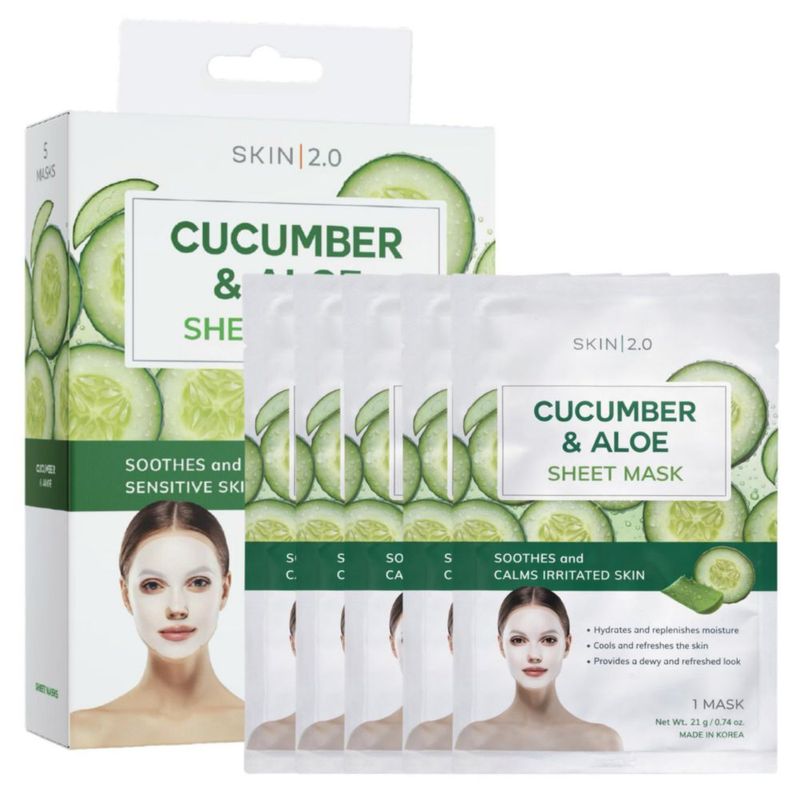 Mascarilla de hoja Skin 2.0 Pepino y Aloe 5 unidades