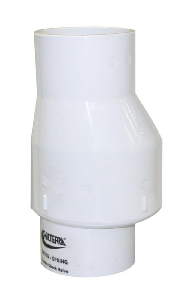 Válvula de retención Valterra 3" de deslizamiento blanca PVC tipo oscilante/resorte
