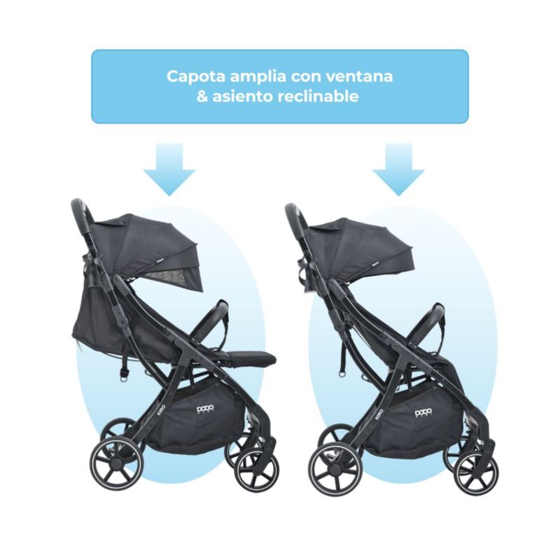 Carriola Bebé Dodo Baby Kiro Reclinable Plegable A Una Mano Negro