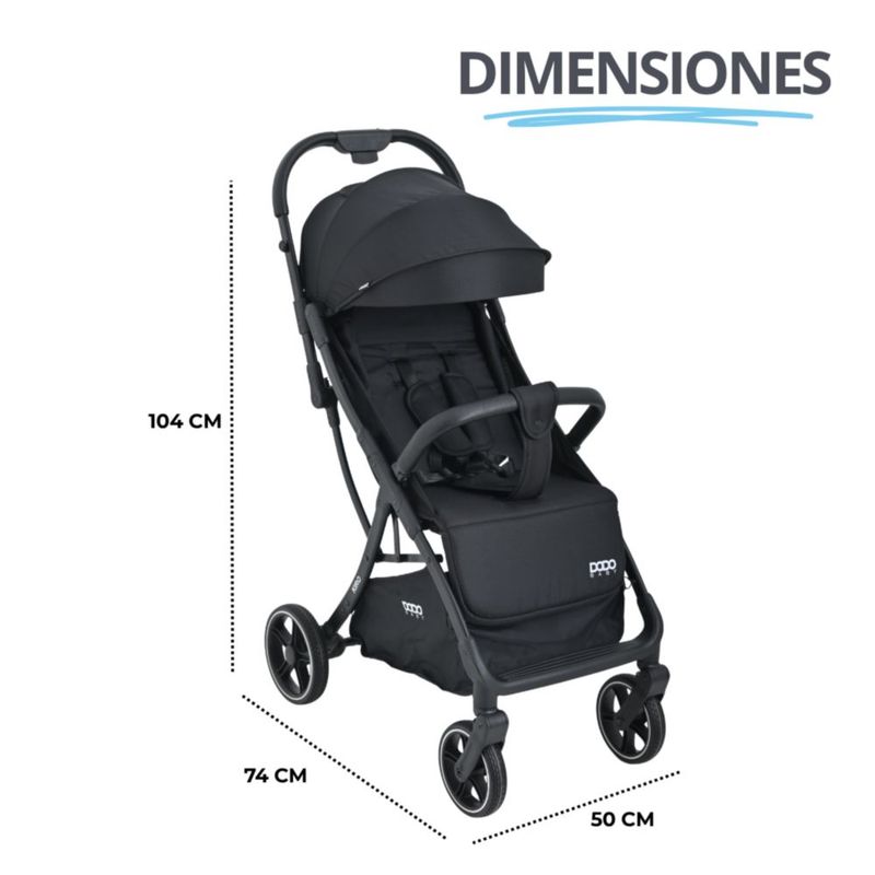 Carriola Bebé Dodo Baby Kiro Reclinable Plegable A Una Mano Negro