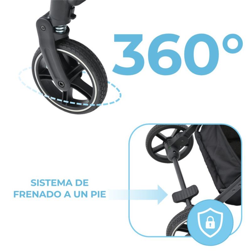 Carriola Bebé Dodo Baby Kiro Reclinable Plegable A Una Mano Negro