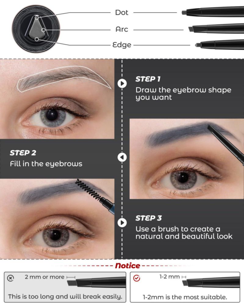 Kit de 12 lápices de cejas gris Berinist