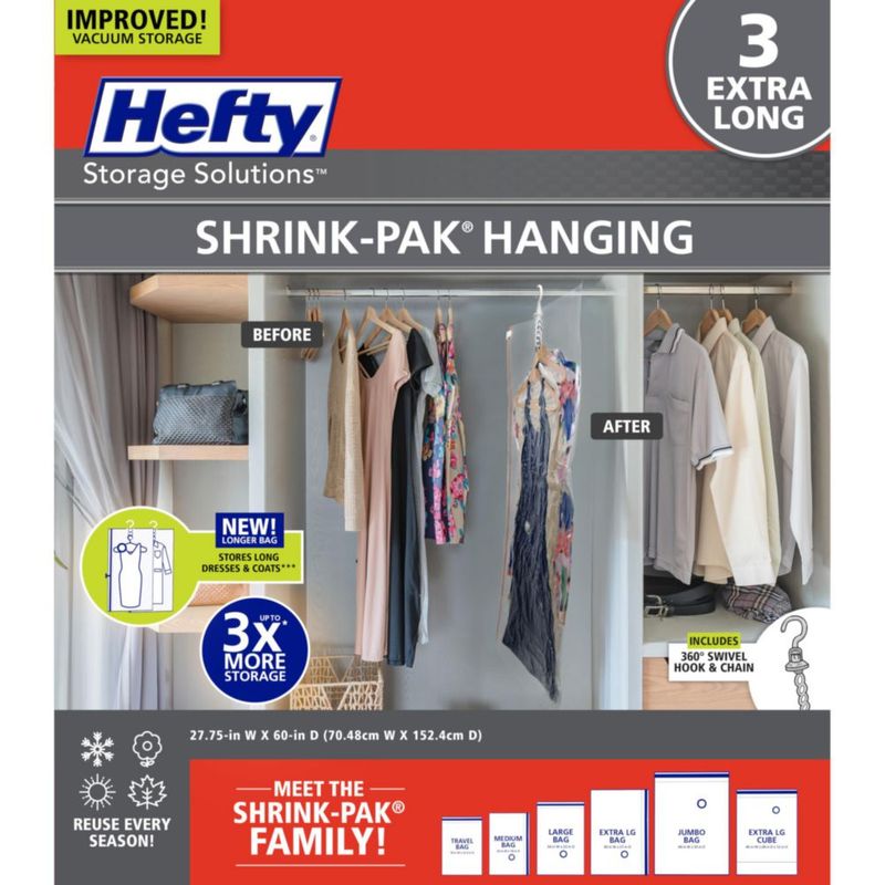 Bolsa de almacenamiento Hefty 152 cm × 70 cm – Pack de 3 extra largas