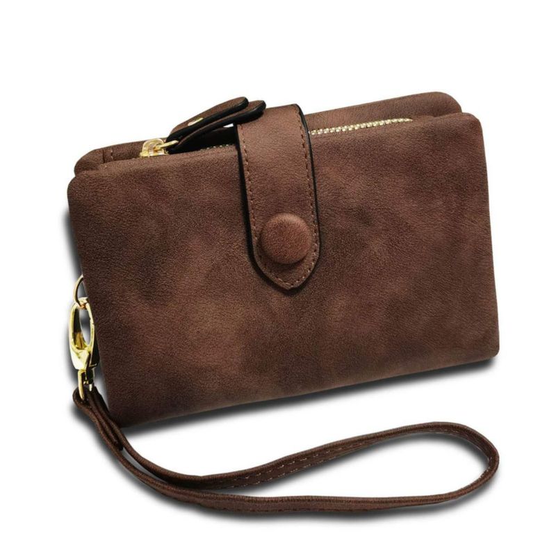 Cartera YOTOO para Dama RFID de Doble Pliegue Marrón Mediana 135 x 95 cm