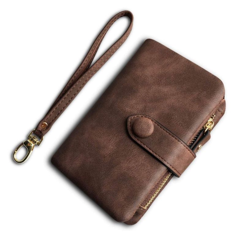Cartera YOTOO para Dama RFID de Doble Pliegue Marrón Mediana 135 x 95 cm