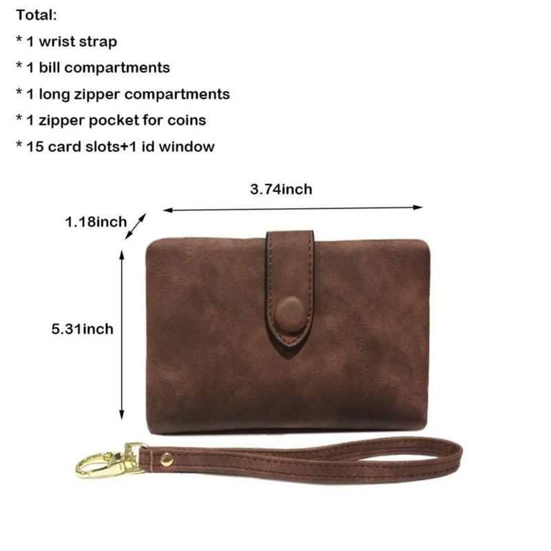 Cartera YOTOO para Dama RFID de Doble Pliegue Marrón Mediana 135 x 95 cm