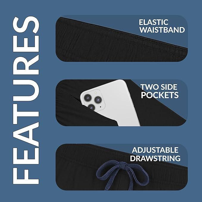 Pantalones cortos Hanes 2 unidades de algodón 19 cm con cordón ajustable y bolsillos