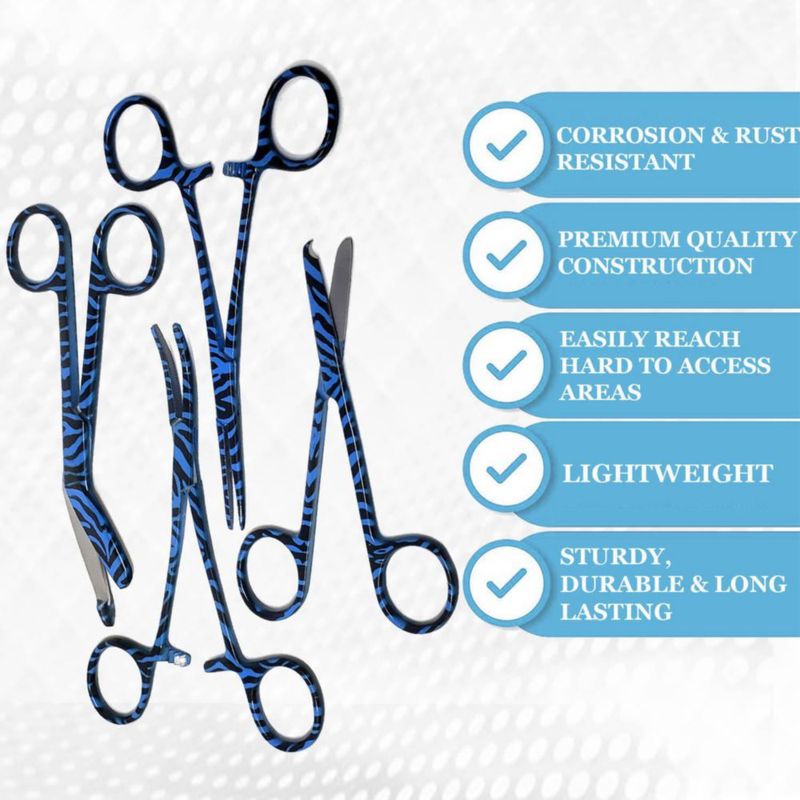 Set de 4 Tijeras Quirúrgicas y Pinzas Hemostáticas A2Z SCILAB 14 cm