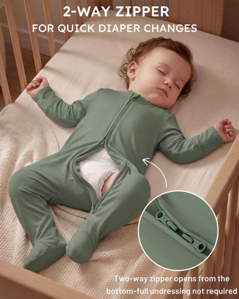 Pijamas para bebé Yoofoss de viscosa de bambú pack de 3 azul gris y azul marino