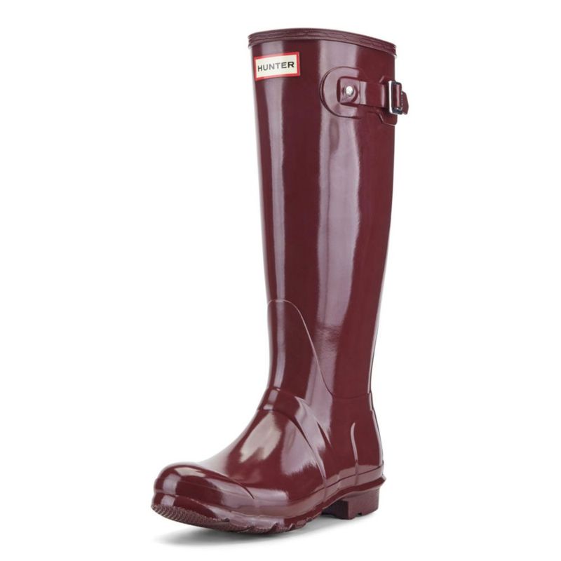 Bota Hunter Original Alto Brillo Rojo Oscuro 25 cm