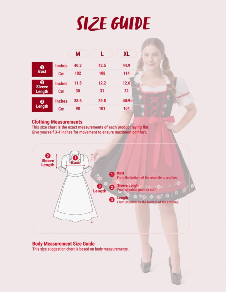 Vestido de Oktoberfest Spooktacular Creations XL - Bordado