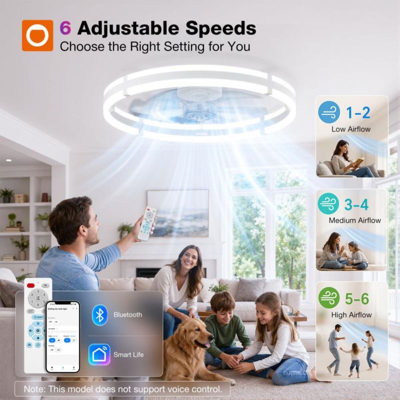 Ventilador de techo addlon 61 cm RGB con app y mando a distancia - blanco