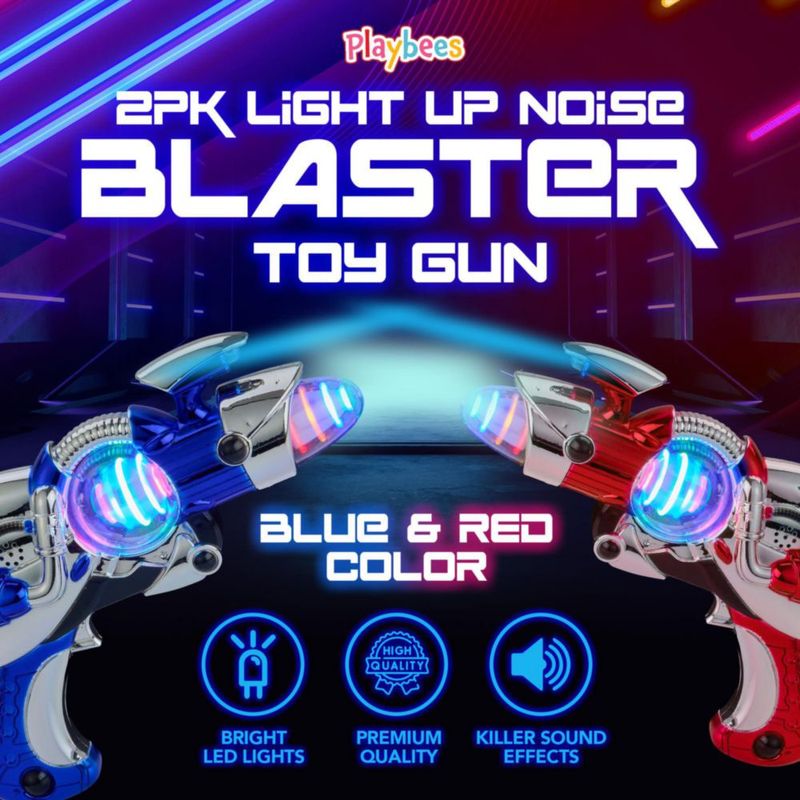 Pistola de Juguete Playbees 2 Unidades con Luz LED y Sonido Láser