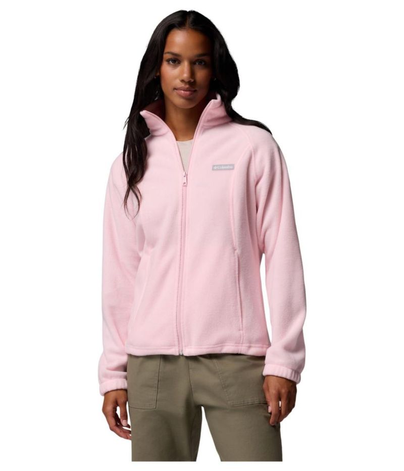 Chaqueta de forro polar Columbia 3X Rosa satinado con cremallera completa