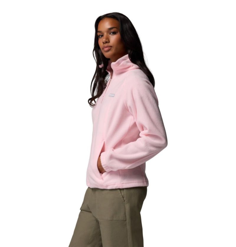 Chaqueta de forro polar Columbia 3X Rosa satinado con cremallera completa