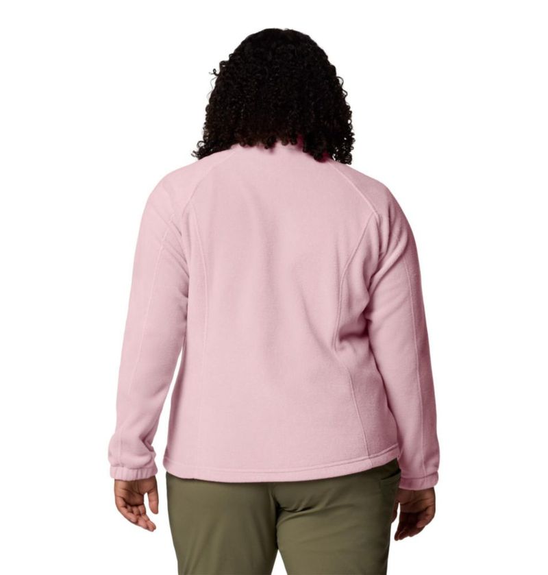 Chaqueta de forro polar Columbia 3X Rosa satinado con cremallera completa