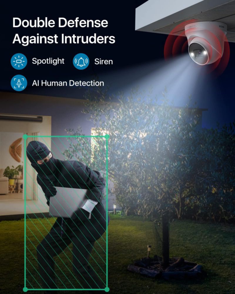 Sistema de Seguridad ZOSI 4K 8CH con Disco Duro de 2 TB y 6 Cámaras Domos 8 MP