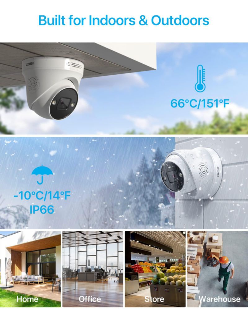 Sistema de Seguridad ZOSI 4K 8CH con Disco Duro de 2 TB y 6 Cámaras Domos 8 MP