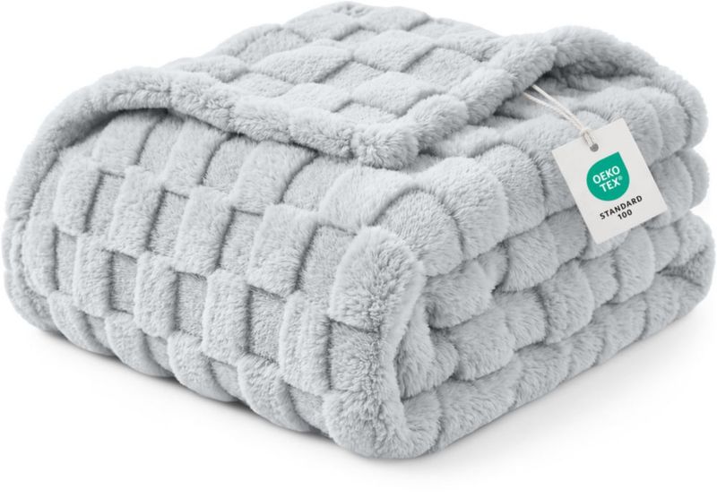 Cobija de forro polar a cuadros Utopia Bedding 152 × 203 cm Gris Frío