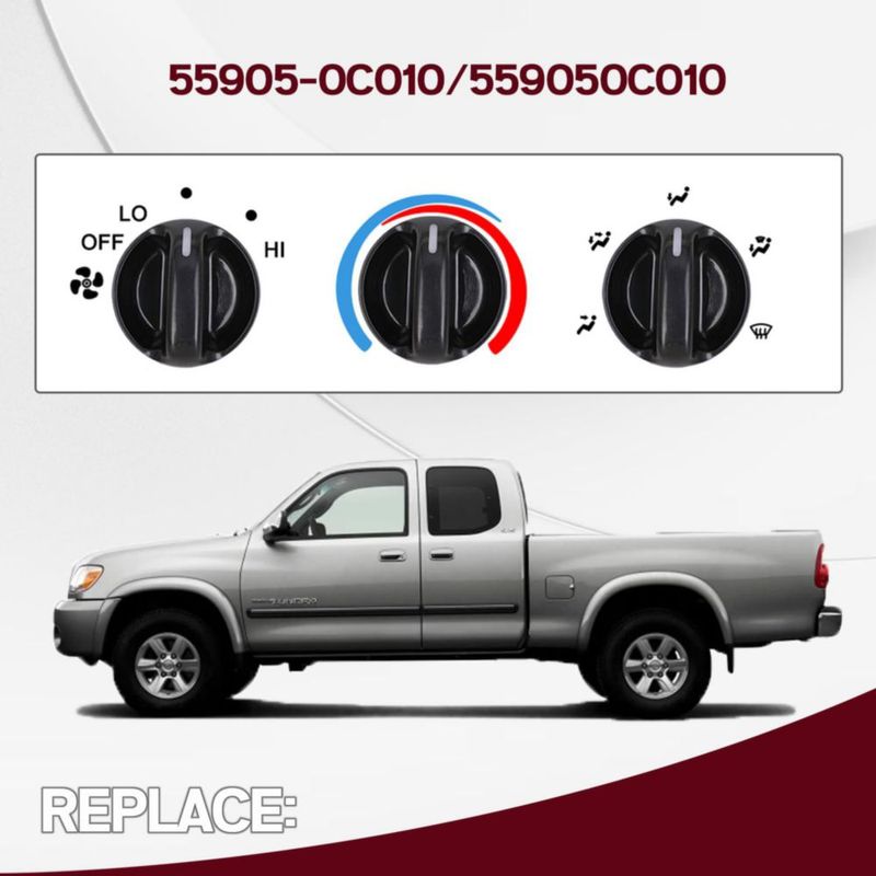 Perillas de aire acondicionado Xislet 3 unidades para Toyota Tundra 2000‑2006