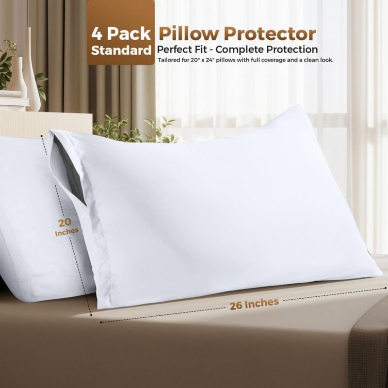 Protectores de almohada Utopia Bedding estándar - Pack de 4 color blanco
