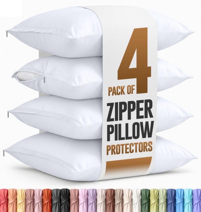 Protectores de almohada Utopia Bedding estándar - Pack de 4 color blanco