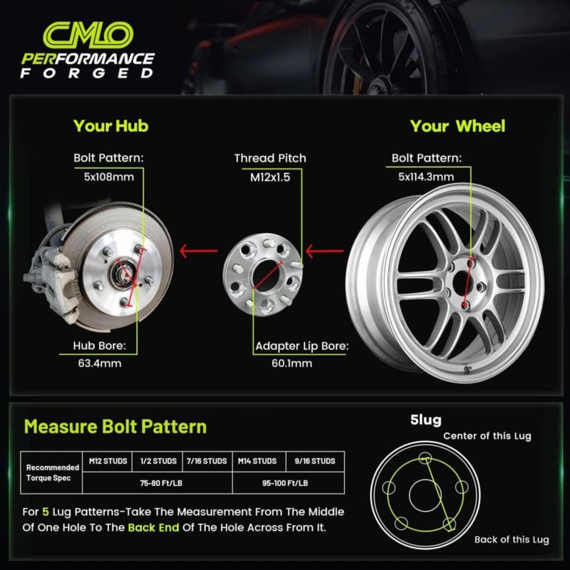 Adaptadores de rueda Customadeonly 25 mm de 5x108 a 5x114.3 – 2 piezas