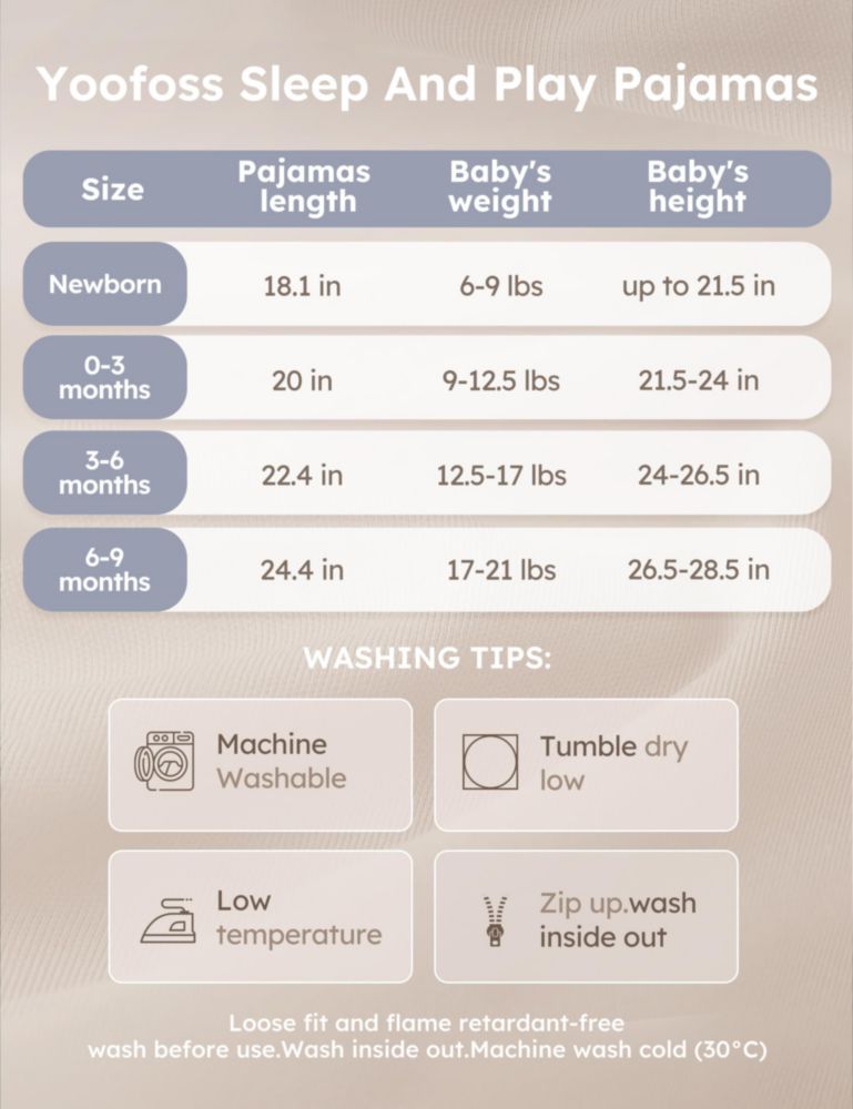 Pijamas Yoofoss 6-9 meses de bambú con cremallera 3 piezas