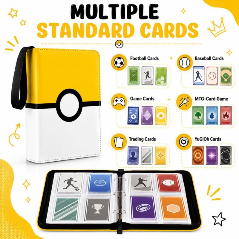 Carpeta de cartas EASYFUN de 400 bolsillos amarilla con cremallera