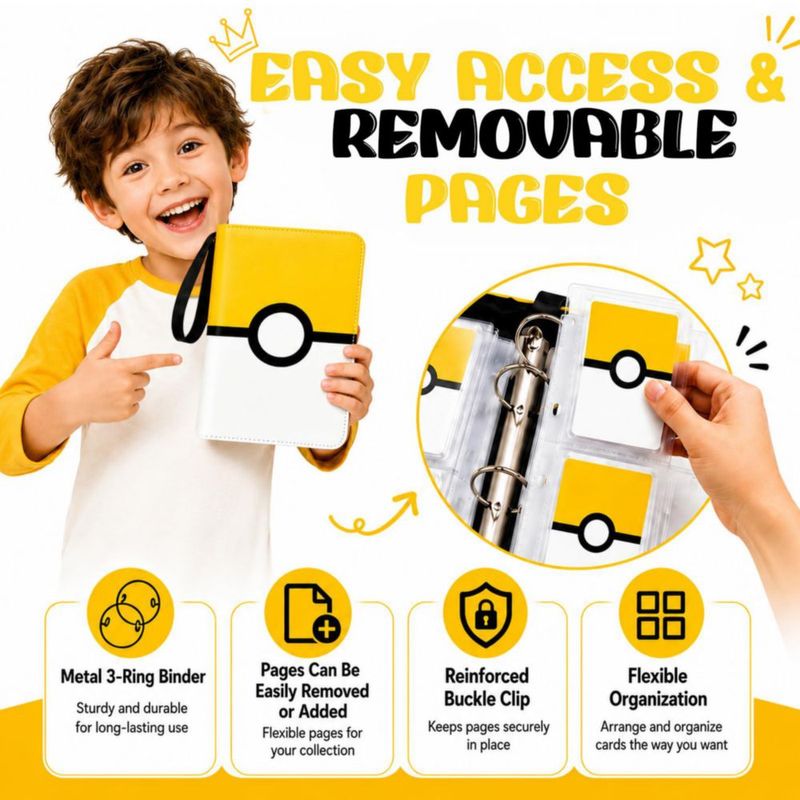 Carpeta de cartas EASYFUN de 400 bolsillos amarilla con cremallera