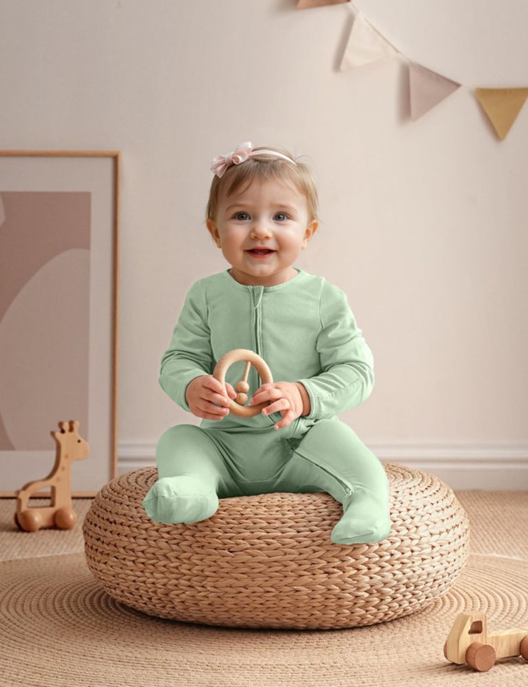 Pijamas Yoofoss de 3 piezas para recién nacido con cremallera bambú verde gris y azul