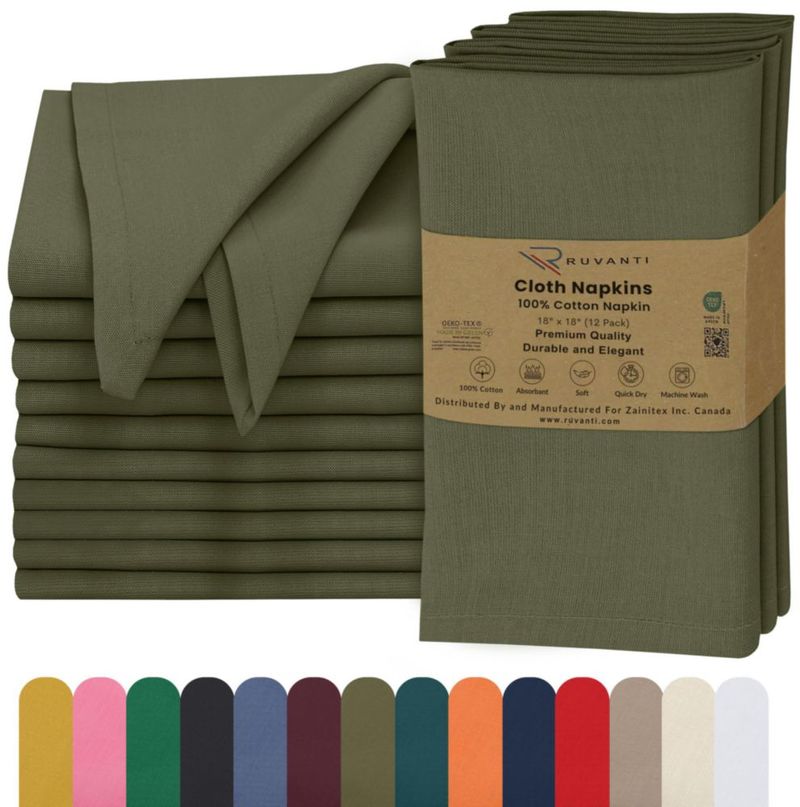 Servilletas de Tela RUVANTI 46 cm Paquete de 12 Oliva