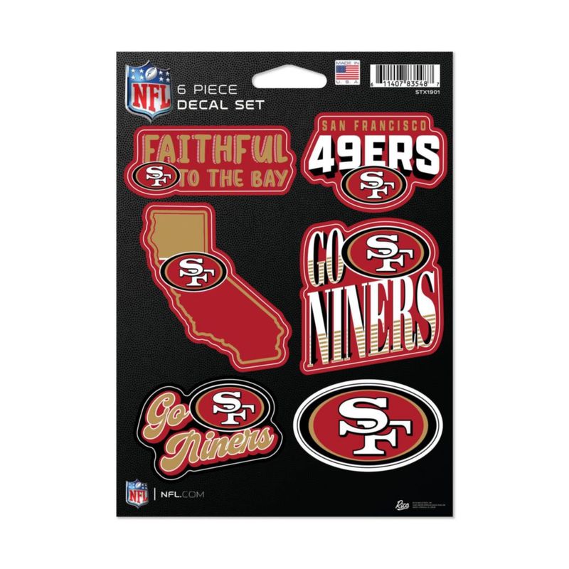 Juego de calcomanías Rico Industries San Francisco 49ers (6 pzs)
