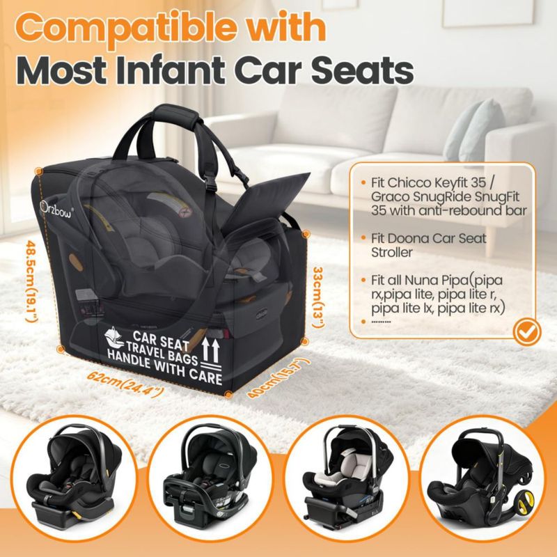 Mochila de viaje Orzbow para asiento de coche infantil 61 × 48 × 40 cm