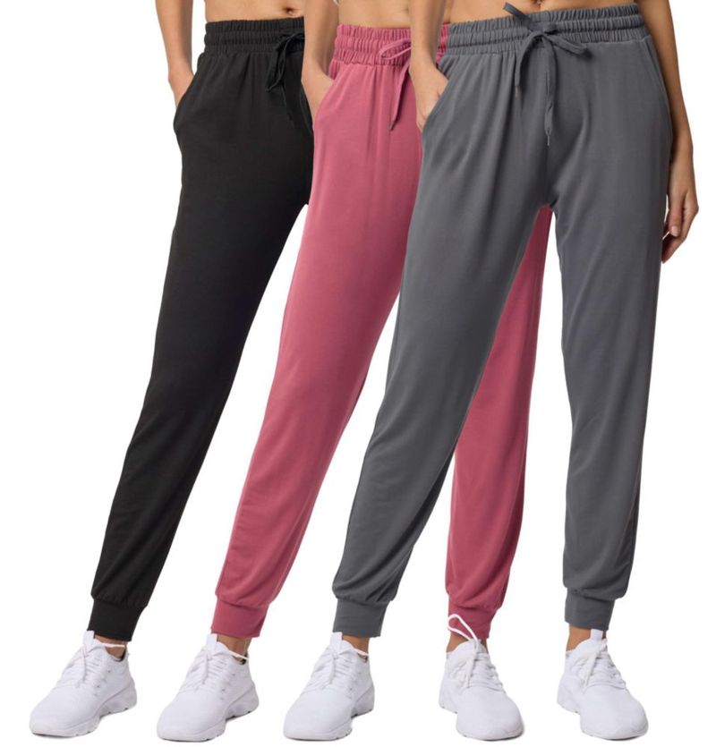 Pantalones jogger Real Essentials Pack de 3 para mujer con bolsillos