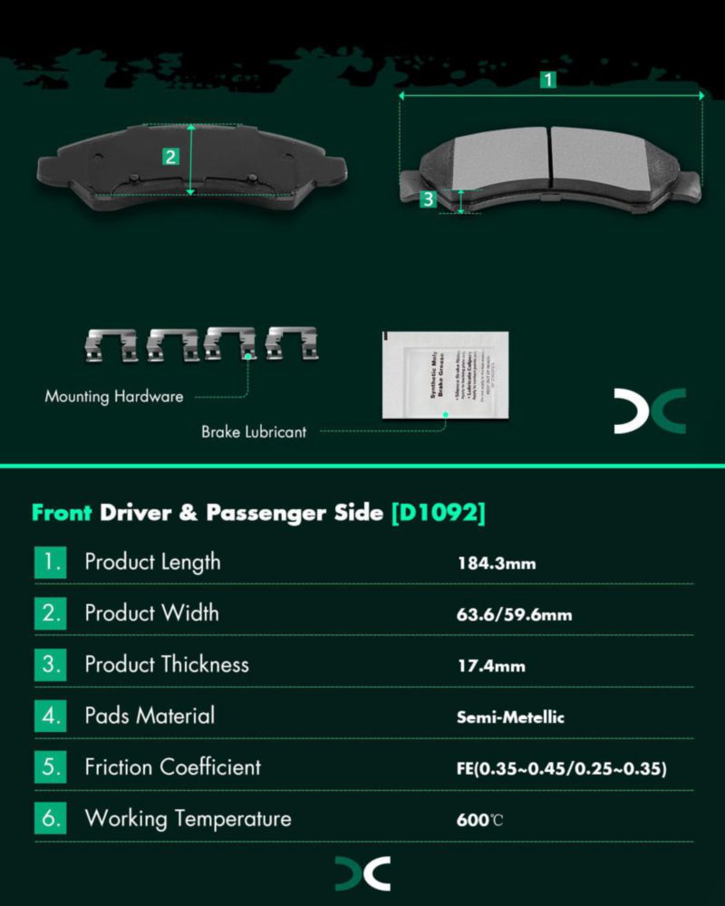 Pastillas de freno SCITOO 8 piezas para Silverado 1500