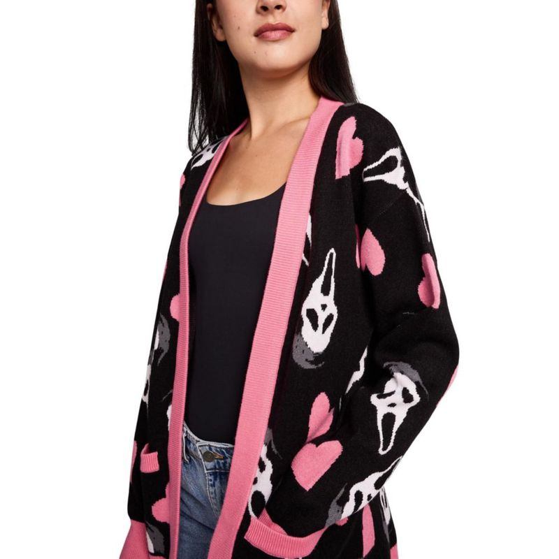 Cárdigan Bioworld Ghostface Negro de Manga Larga Talla Grande