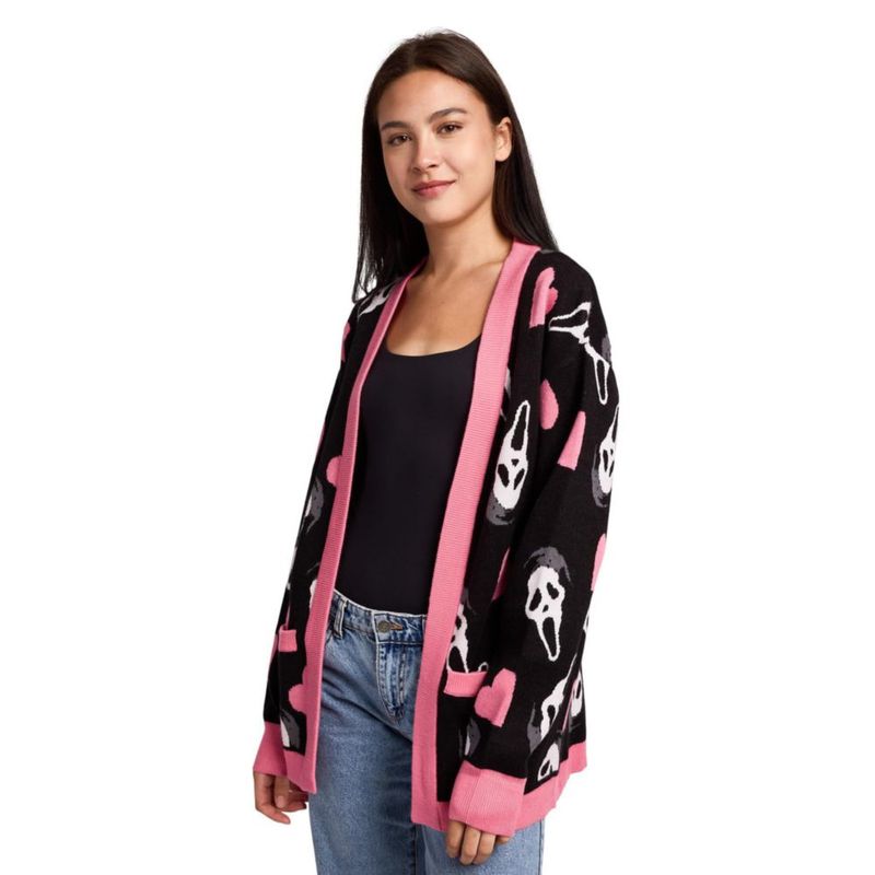 Cárdigan Bioworld Ghostface Negro de Manga Larga Talla Grande