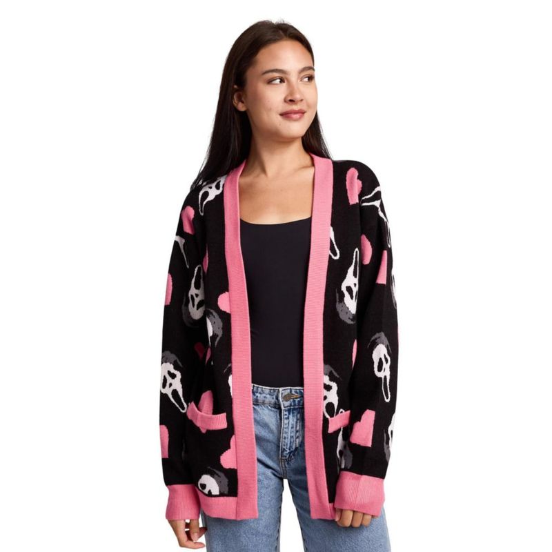 Cárdigan Bioworld Ghostface Negro de Manga Larga Talla Grande