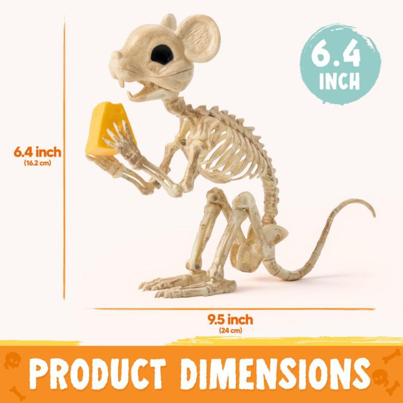 Esqueleto de ratón JOYIN de 24 cm con queso – decoración de Halloween