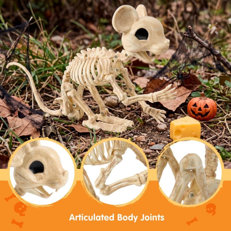 Esqueleto de ratón JOYIN de 24 cm con queso – decoración de Halloween