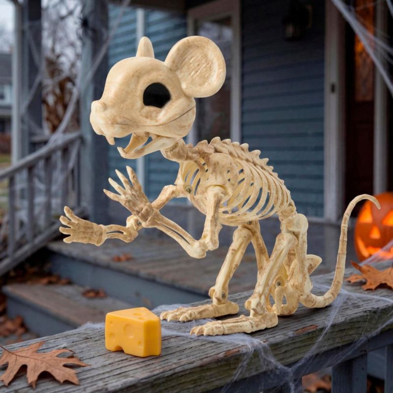 Esqueleto de ratón JOYIN de 24 cm con queso – decoración de Halloween