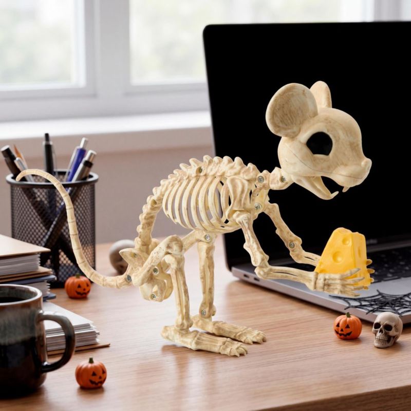 Esqueleto de ratón JOYIN de 24 cm con queso – decoración de Halloween