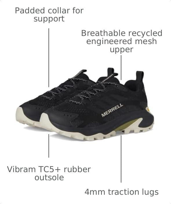 Zapatilla de Senderismo Merrell Moab Speed 2 para Hombre Negra Talla 13