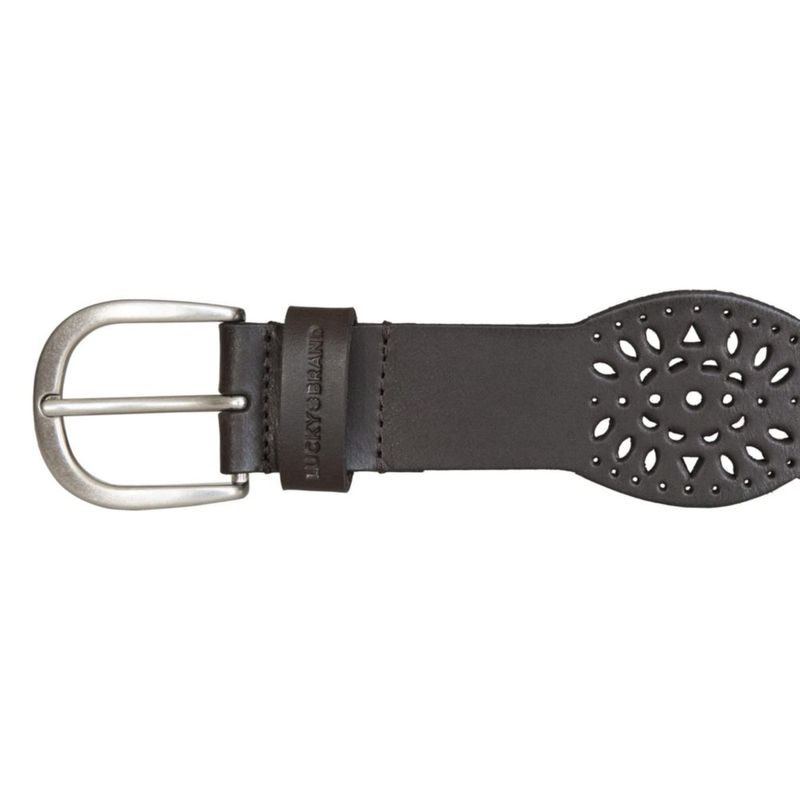Cinturón Lucky Brand de Cuero Perforado Marrón Talla Mediana