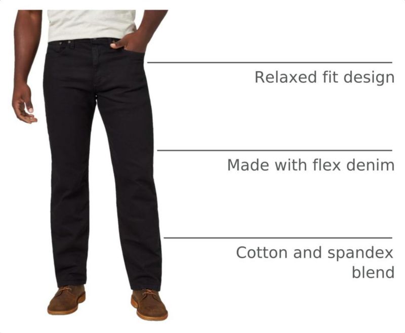 Jeans Wrangler para hombre 46W x 76 cm Corte relajado Negro Flex