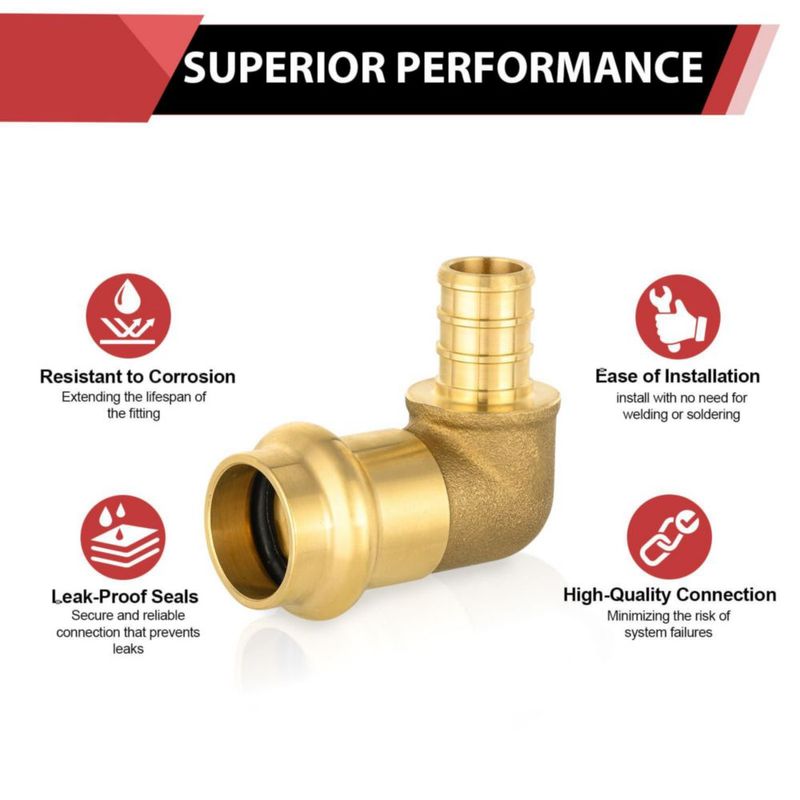 Codo PEX EFIELD 1/2" x 1/2" Latón 90° Juego de 10 unidades