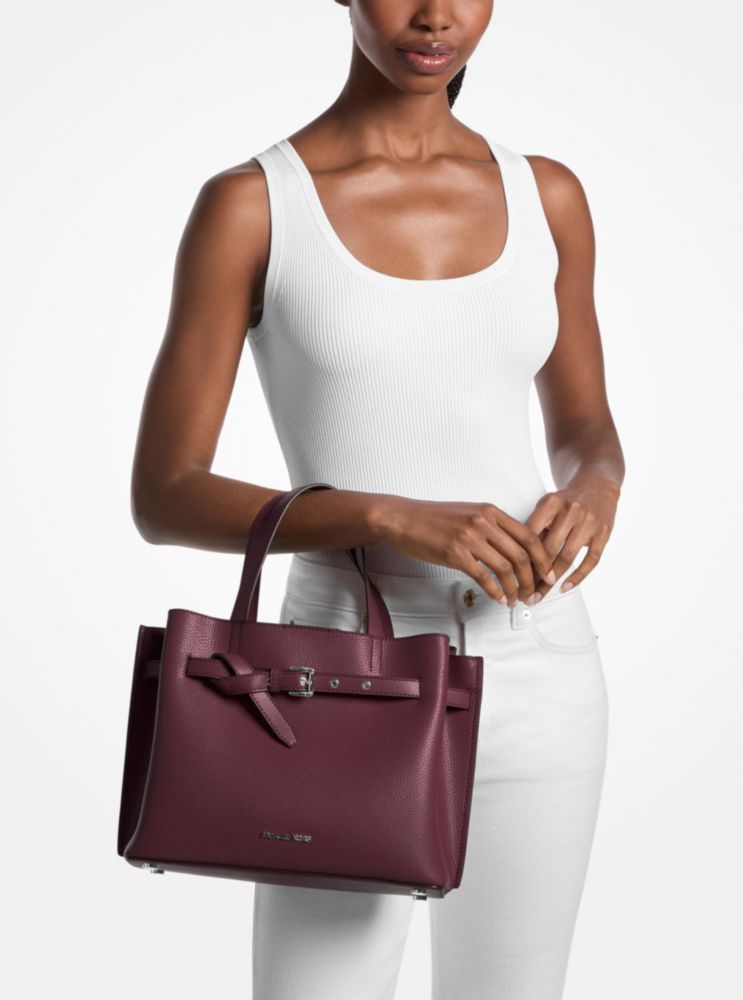 Bolso de mano para mujer Michael Kors Emilia color Oxblood de cuero granulado
